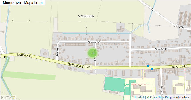 Mánesova - mapa firem