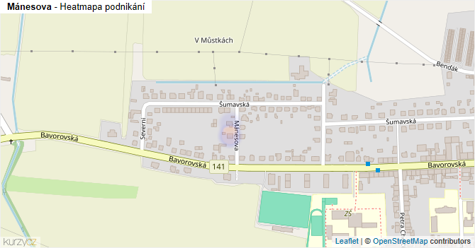 Mánesova - mapa podnikání