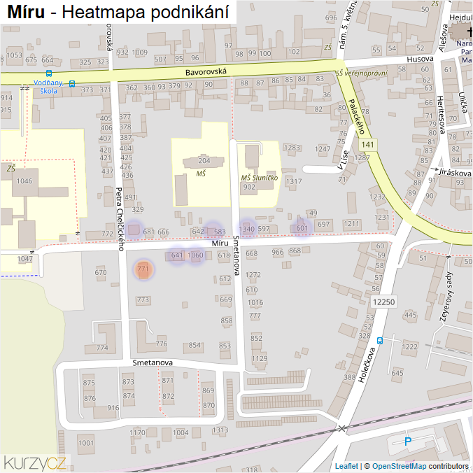 Mapa Míru - Firmy v ulici.