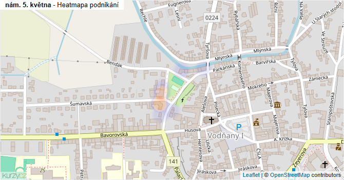 nám. 5. května - mapa podnikání