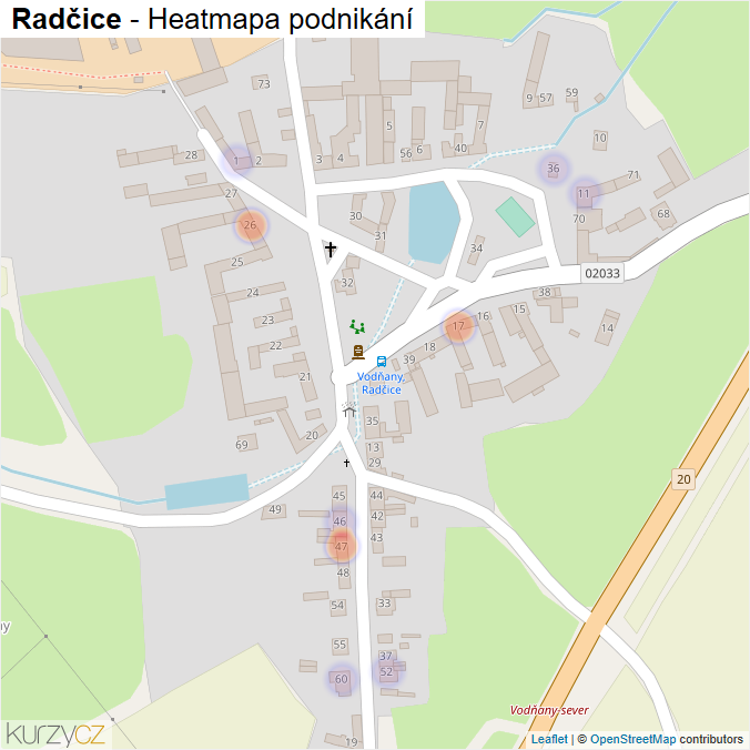 Mapa Radčice - Firmy v části obce.