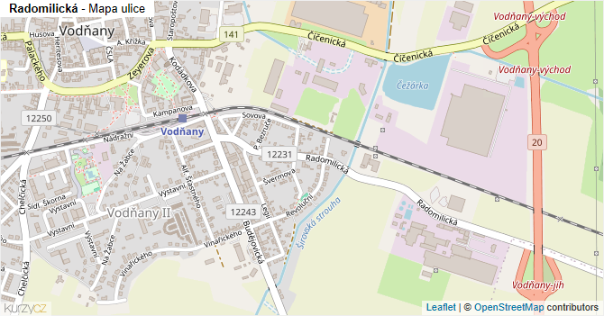 Radomilická - mapa ulice