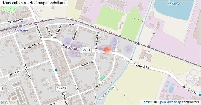 Radomilická - mapa podnikání
