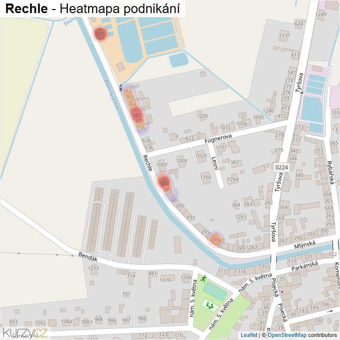 Mapa Rechle - Firmy v ulici.