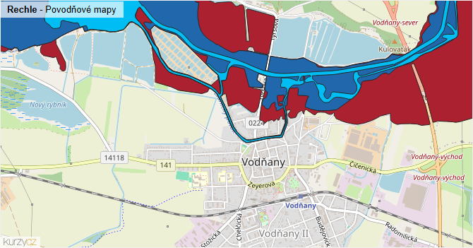 Rechle - záplavové mapy stoleté vody
