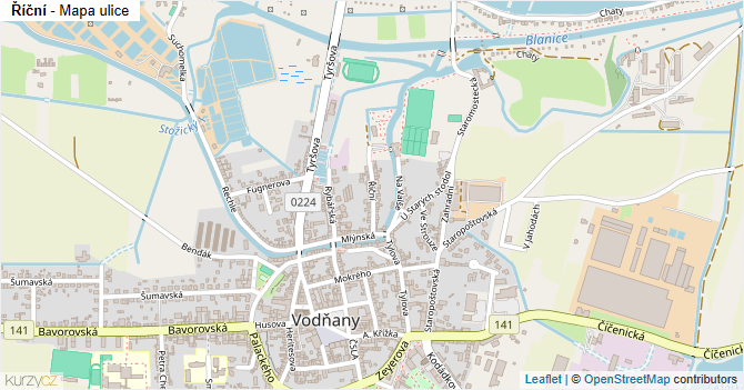 Říční - mapa ulice