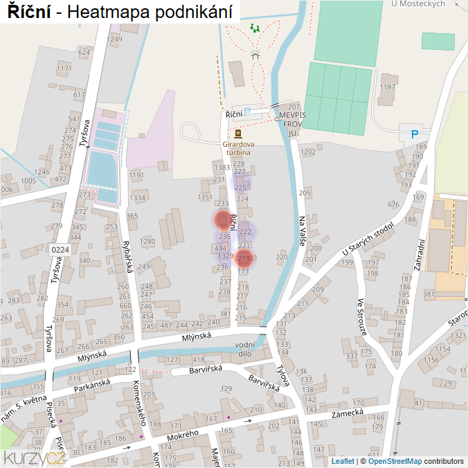 Mapa Říční - Firmy v ulici.