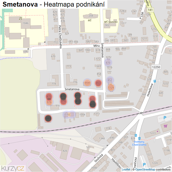 Mapa Smetanova - Firmy v ulici.