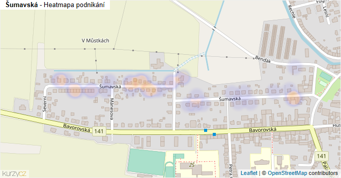 Šumavská - mapa podnikání