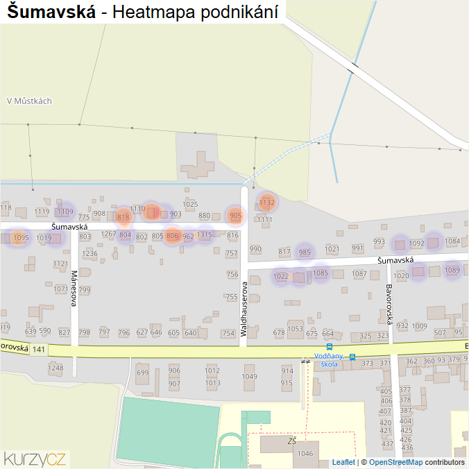 Mapa Šumavská - Firmy v ulici.