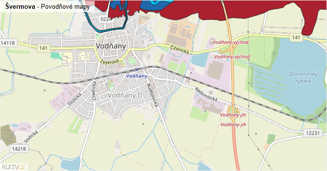 Švermova - záplavové mapy stoleté vody