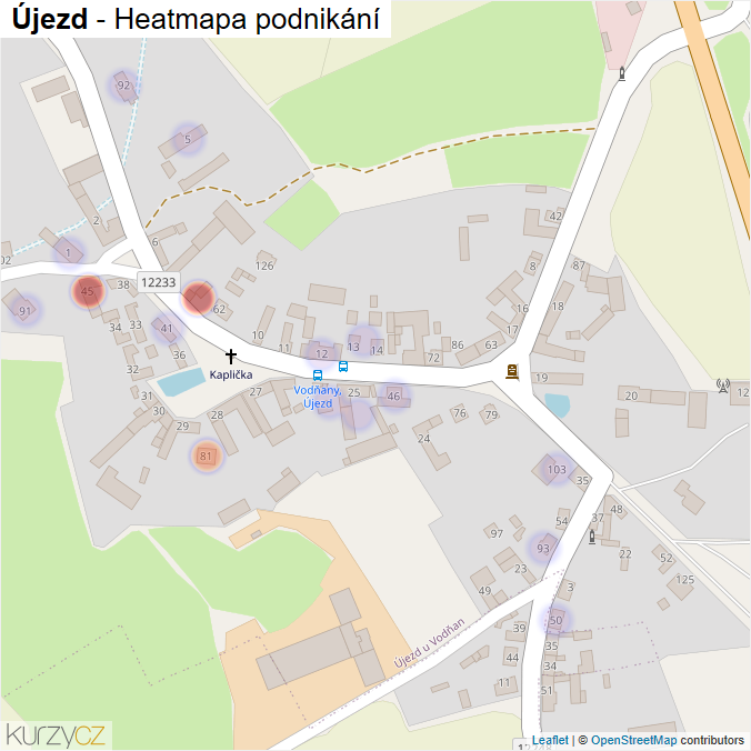 Mapa Újezd - Firmy v části obce.