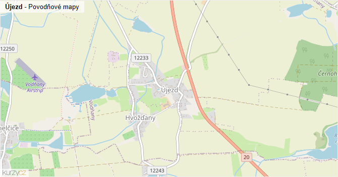 Újezd - záplavové mapy stoleté vody