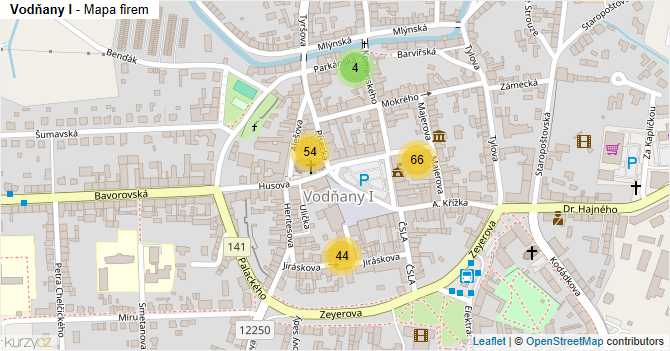 Vodňany I - mapa firem