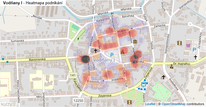 Vodňany I - mapa podnikání