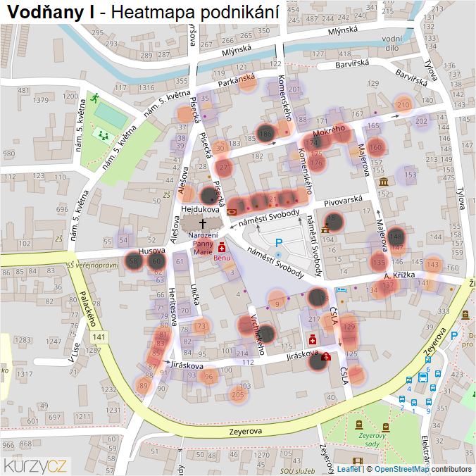 Mapa Vodňany I - Firmy v části obce.