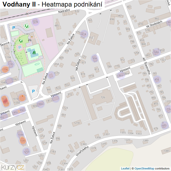 Mapa Vodňany II - Firmy v části obce.