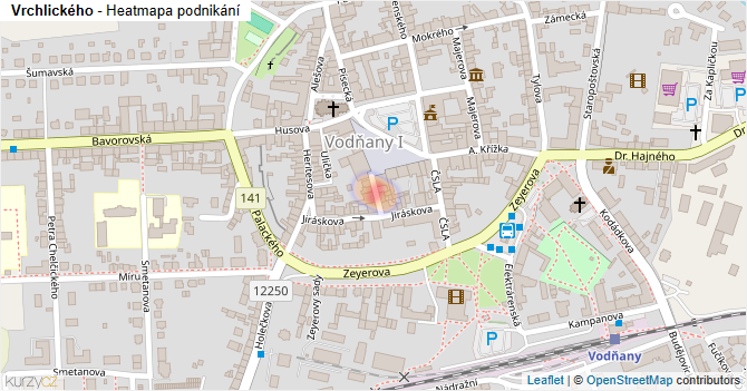 Vrchlického - mapa podnikání