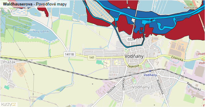 Waldhauserova - záplavové mapy stoleté vody