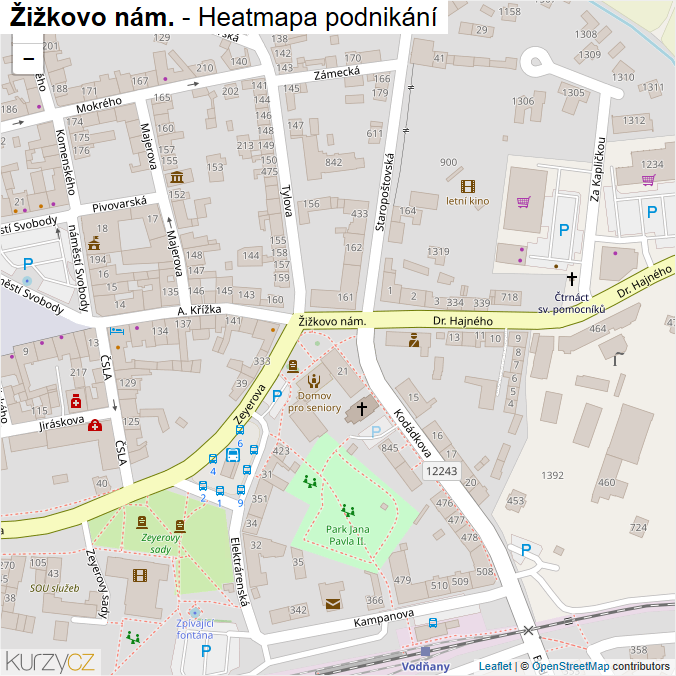 Mapa Žižkovo nám. - Firmy v ulici.