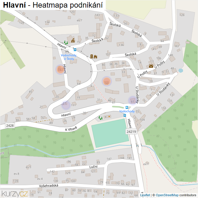 Mapa Hlavní - Firmy v ulici.