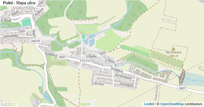 Polní - mapa ulice