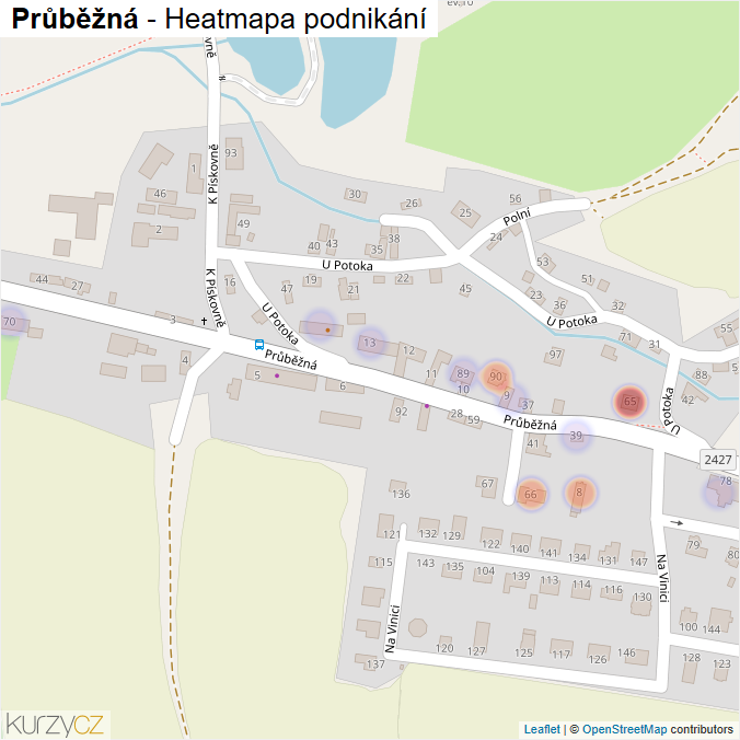 Mapa Průběžná - Firmy v ulici.