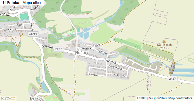 U Potoka - mapa ulice