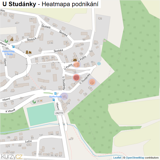 Mapa U Studánky - Firmy v ulici.