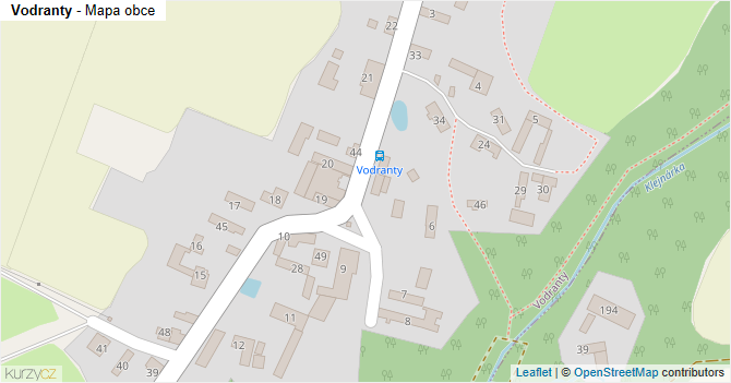Vodranty - mapa obce