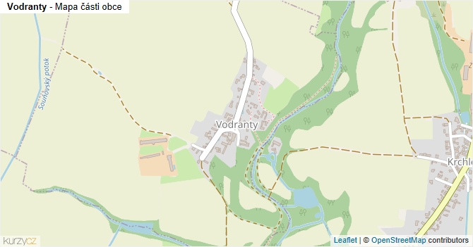 Vodranty - mapa části obce