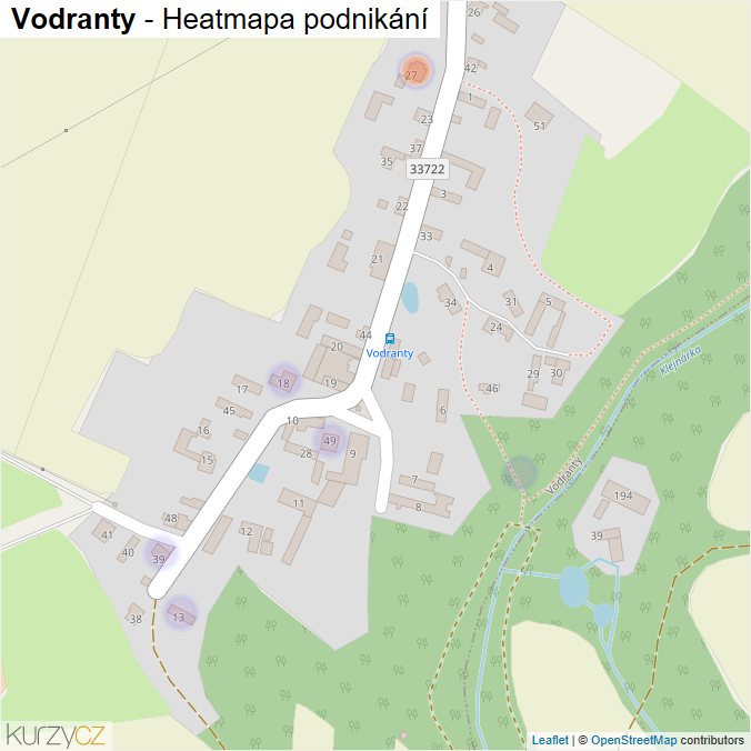 Mapa Vodranty - Firmy v části obce.