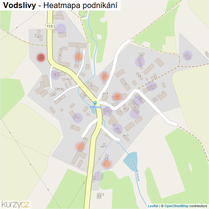 Mapa Vodslivy - Firmy v části obce.