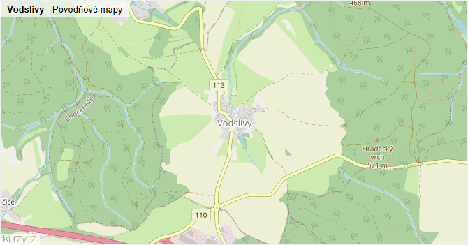 Vodslivy - záplavové mapy stoleté vody