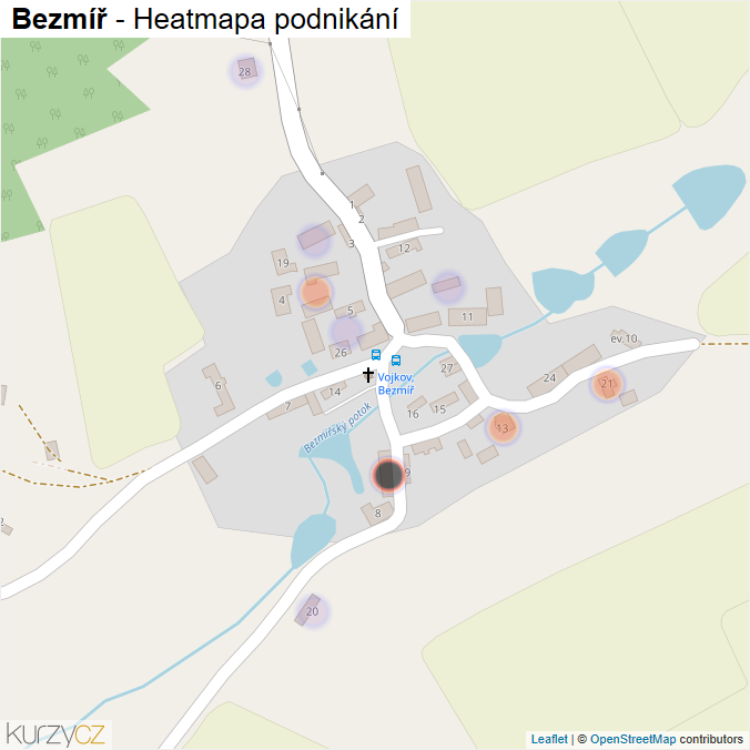 Mapa Bezmíř - Firmy v části obce.
