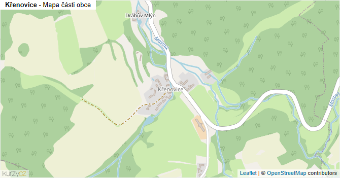 Křenovice - mapa části obce