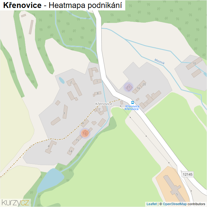 Mapa Křenovice - Firmy v části obce.