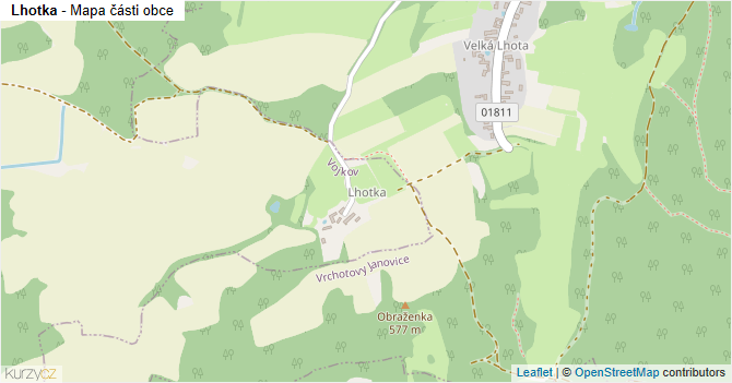 Lhotka - mapa části obce
