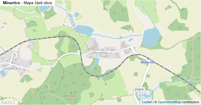 Minartice - mapa části obce