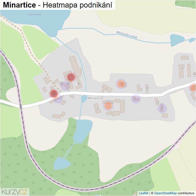 Mapa Minartice - Firmy v části obce.