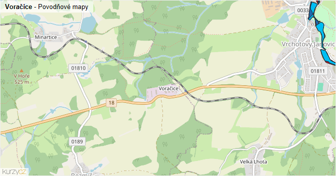 Voračice - záplavové mapy stoleté vody