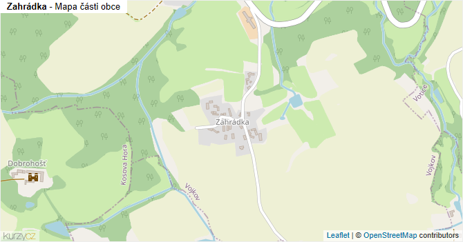 Zahrádka - mapa části obce