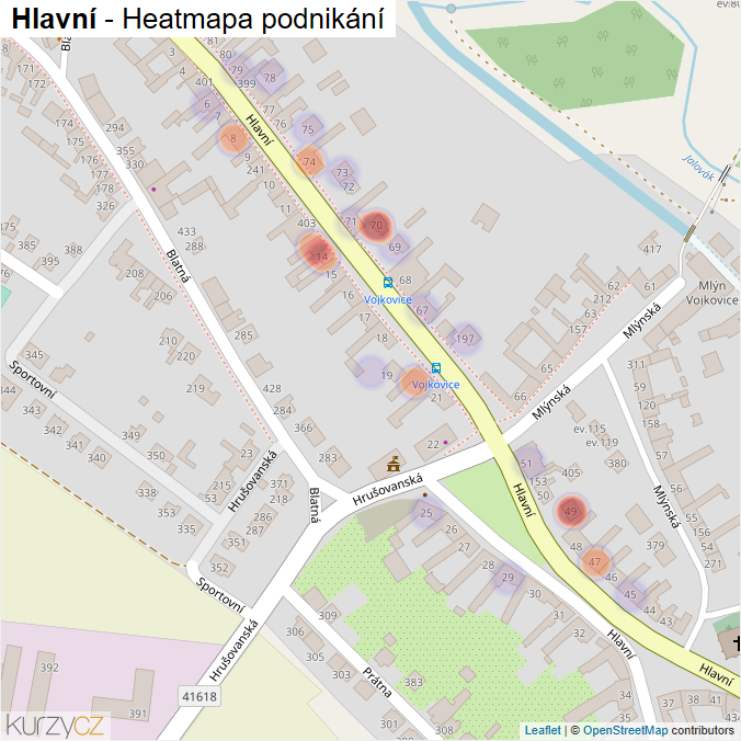 Mapa Hlavní - Firmy v ulici.