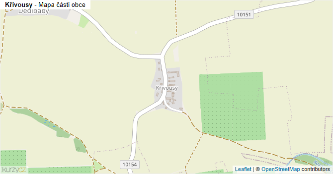 Křivousy - mapa části obce