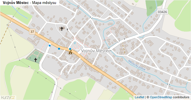 Vojnův Městec - mapa městysu