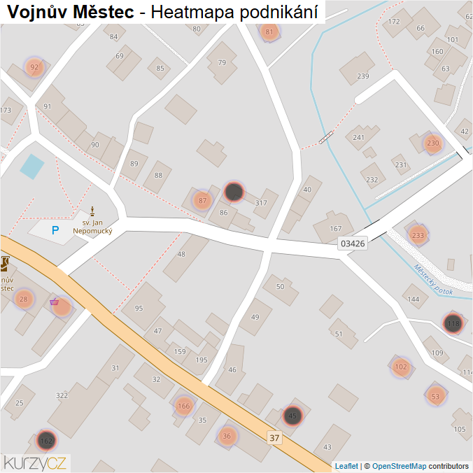 Mapa Vojnův Městec - Firmy v obci.