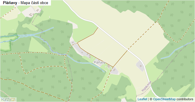 Pláňavy - mapa části obce