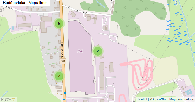 Budějovická - mapa firem