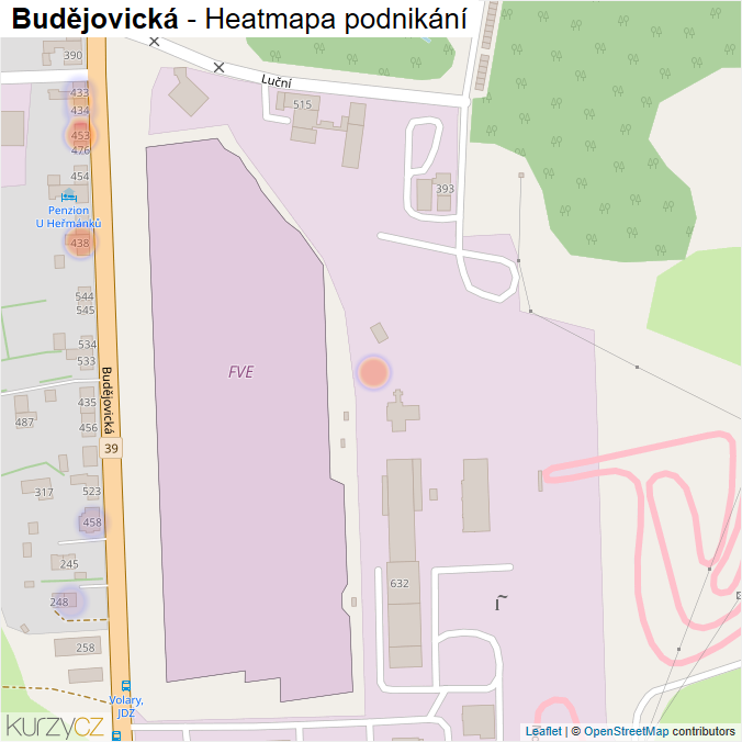 Mapa Budějovická - Firmy v ulici.