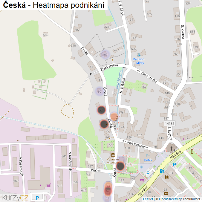 Mapa Česká - Firmy v ulici.